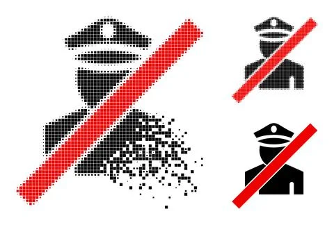 Burst and Halftone Pixelated Wrong Policeman Glyph Illustrazione stock