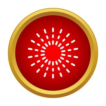 Burst light icon on a red button Ilustración de archivo