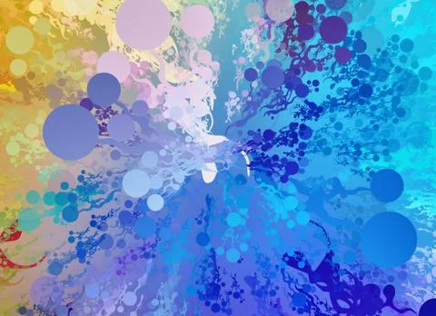 Burst of many painted bubbles Stock Illustration
