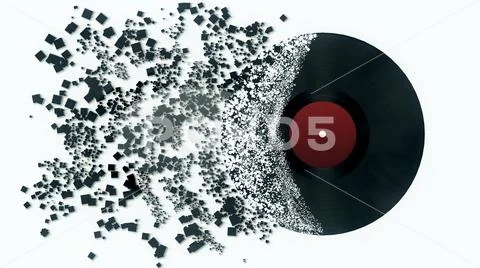 Burst music sign. Vinyl disk explosion, Hot music, illustration Stock Photos