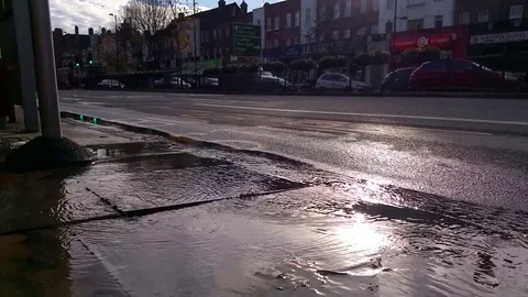Burst pipe causes flooding Stock Footage 83524701