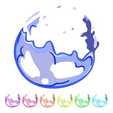 Burst soap bubble explosion cartoon vector graphic Stock Illustration
