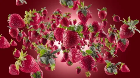 Burst of Strawberry in Deep Red Background Video stock 150679572