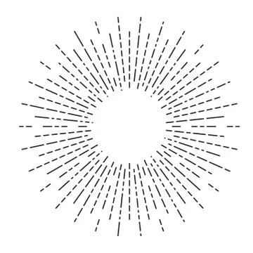 Burst of sun rays in hipster linear style Stock Illustration