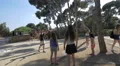Bursting big soap bubbles in Park Guell, Barcelona 4k or 4k+ Resolution