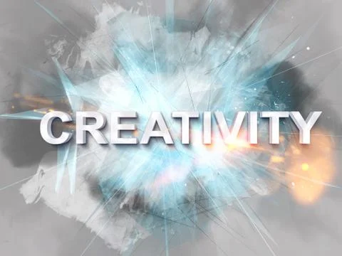 Bursting with creativity text concept Stock Illustration