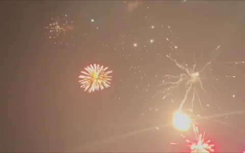 Bursting Firework Celebrations 4K New year's eve fireworks Stock Footage 235489677
