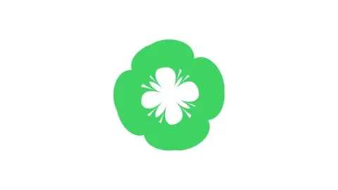 Bursting green clover animation video on white background 動画素材 343365702