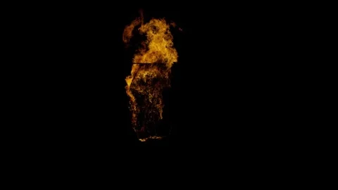 Bursting Ground Fire Compositing Element on black screen Stock Footage 325834421