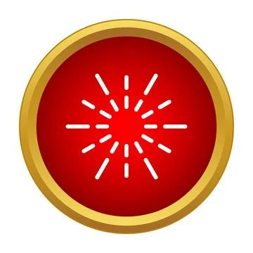 Bursting light rays icon on red button 스톡 일러스트