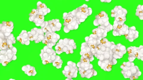 Bursting Popcorn Kernels Animation on Green Screen Background Stock Footage 344231153