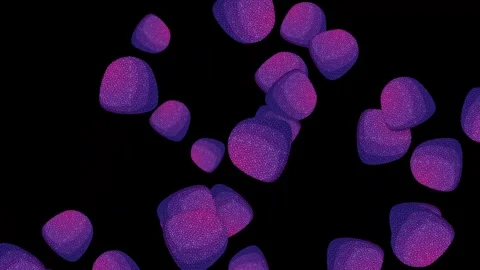 Bursting Purple Candy Objects Falling Against a Black Background Stock Footage 346274493