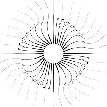 Bursting radial lines. Distorted rays, beams abstract illustration Stock Illustration