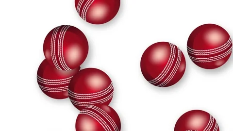 Bursting Red Cricket Balls Animation on White Background Stock Footage 343830754