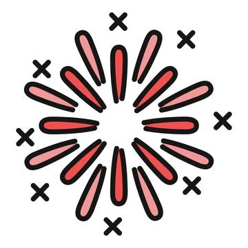 Bursting red firework icon celebrating festive event Illustrazione stock