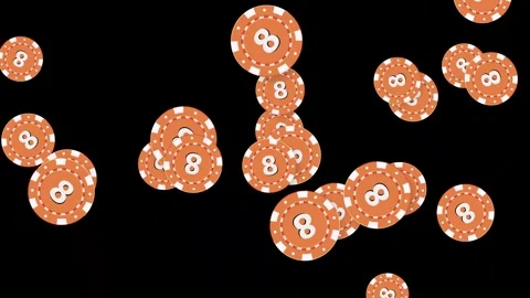 Bursting Red Poker Chips Falling Against a Solid Black Background Stock-Footage 346206640