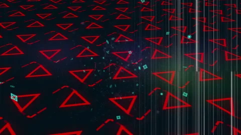 Bursting teal lines from purple cloud forming PIXEL text in space with red Stock Footage 311475390