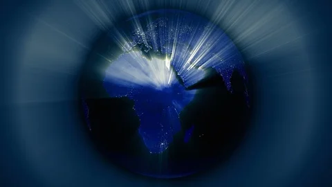 Bursts of light from earth at night Stock Footage 85671074