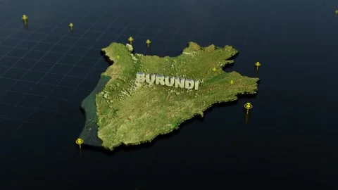 Burundi 3D Map With Animation Stock Footage 302654806