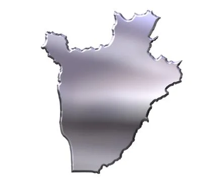 Burundi 3D Silver Map Stock Illustration