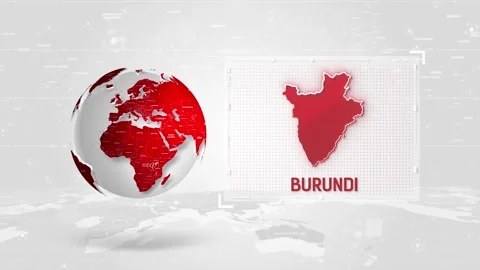 Burundi 4K Tech Map Beside Globe On White Background Stock Footage 338240673