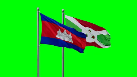 Burundi and Cambodia flags Stock Footage 293205877
