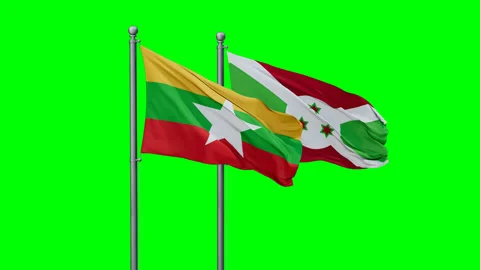 Burundi and Myanmar flags Stock Footage 292815340