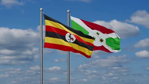 Burundi and Uganda flags Stock Footage 284818313
