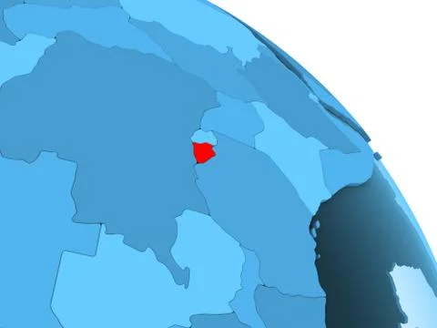Burundi on blue globe Stock Illustration