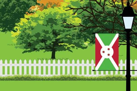 Burundi Day Trees Lamp Vector Illustration Stock Illustration