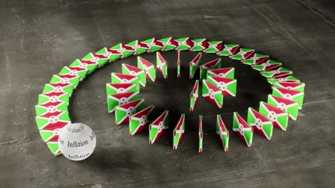 Burundi Flag - Affected by Inflation Video stock 321554081