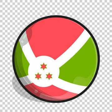 Burundi Flag Button with Three Red Stars and Black Outline 库存插图