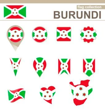 Burundi Flag Collection Stock Illustration