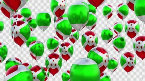 Burundi Flag On The Flying Balloons Stock Footage 314648315