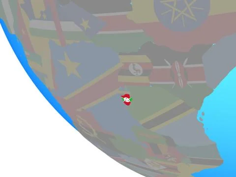 Burundi with flag on globe Stock Illustration