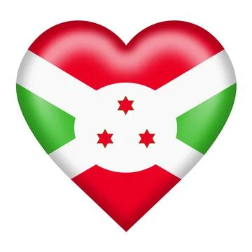 Burundi flag heart button isolated on white with clipping path 3d illustration Stock Illustration