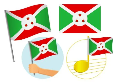 Burundi flag icon set Stock Illustration
