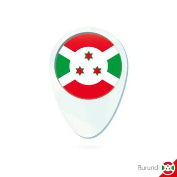 Burundi flag location map pin icon on white background. Stock Illustration