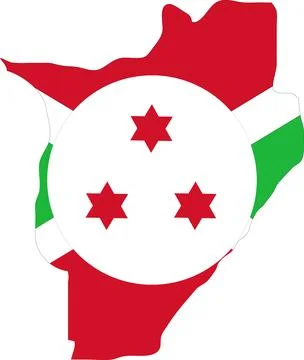 Burundi Flag in Map, Burundi Map with Flag, Country Map, Burundi Map with F.. Stock Illustration