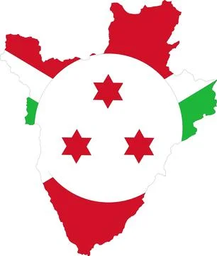 Burundi Flag in Map, Burundi Map with Flag, Country Map, Burundi Map with F.. Illustrazione stock