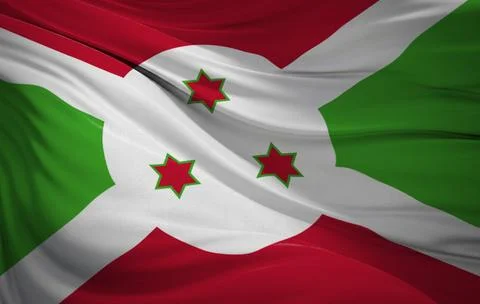 Burundi flag pattern on the fabric texture ,vintage style Stock Photos
