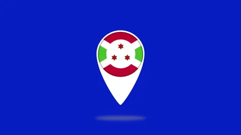 Burundi flag pin bouncing on blue background Stock Footage 316764237