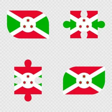 Burundi Flag Rounded Shapes and Puzzle Set. Stock Illustration