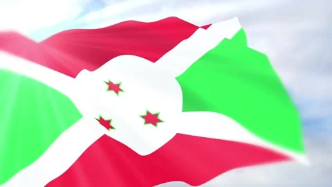 Burundi Flag Seamless Loop 4k 60fps on Sky Background Stock Footage 340623828