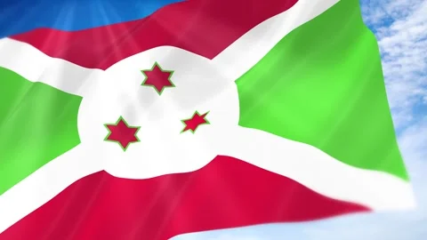 Burundi Flag Seamless Loop 4k 60fps on Sky Background Stock Footage 341671324