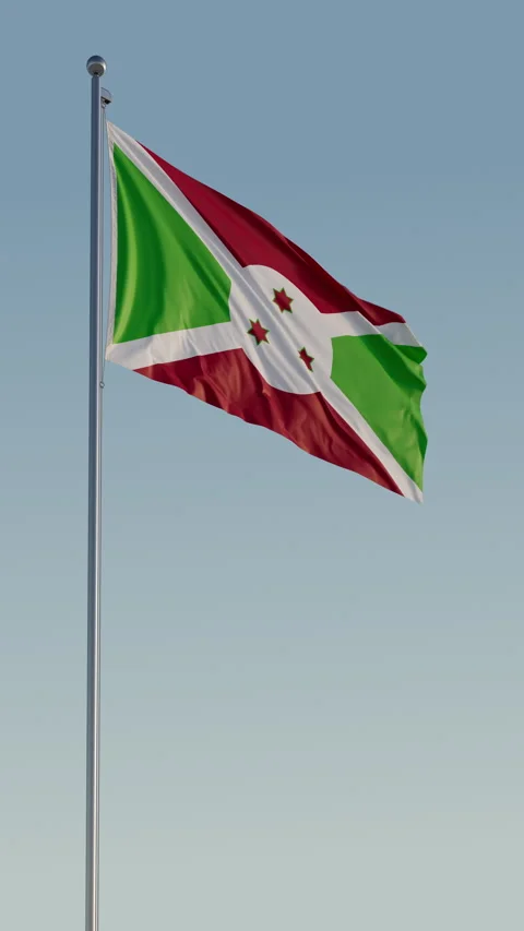 Burundi Flag Seamless Loop Cinematic Realistic Waving Blue Sky 스톡 동영상 317499778