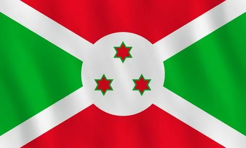 Burundi flag with waving effect, official proportion. Stock Illustration