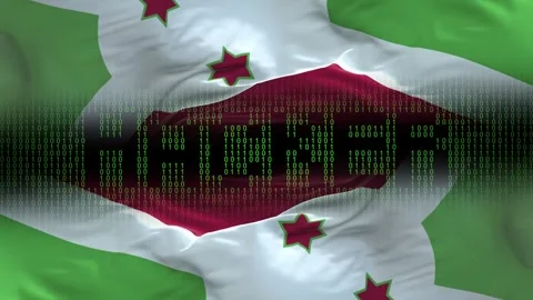 Burundi flag - Waving flag on matrix binary code background Stock Footage 321419735
