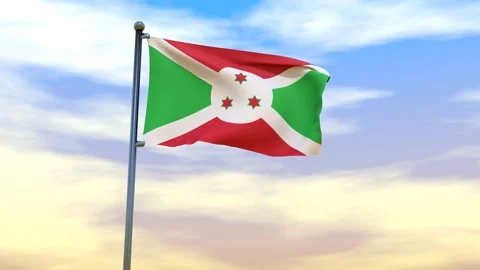 Burundi Flag waving in the high wind Stock Footage 153869419