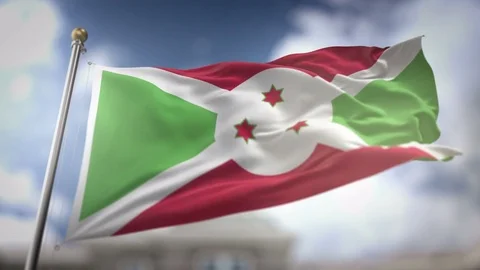 Burundi Flag Waving Slow Motion 3D Rendering Blue Sky Background - Seamless.. Stock Footage 75103519
